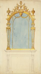 Diseño para un espejo de madera dorada, c.1765-70 de Thomas Chippendale
